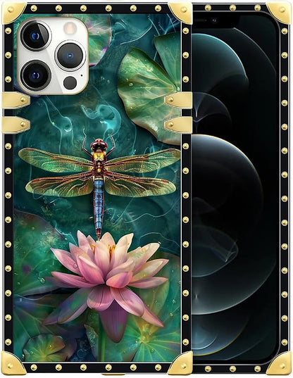 Compatible with iPhone 12 Pro Max Case, Colourful Dragonfly Pink Lily Pads by Unknown