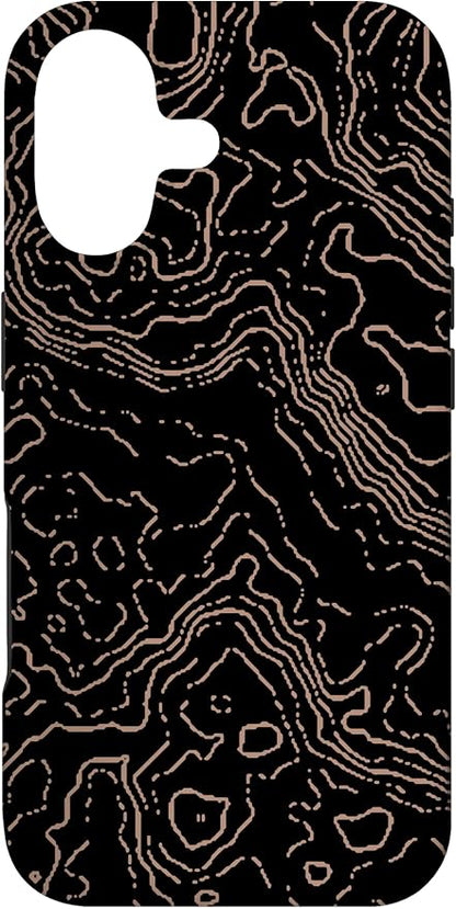 Topography Black & Brown Abstract Pattern Topographic Map Case by Unknown