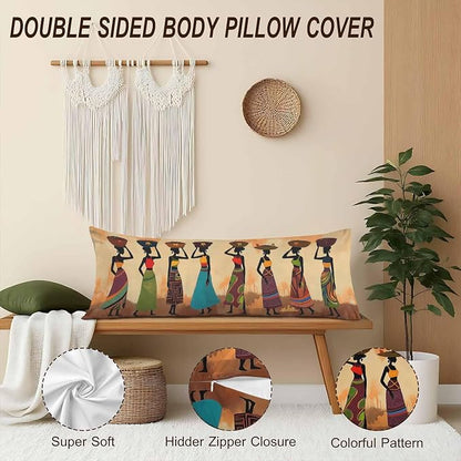 20x54 Body Pillow Cover African Woman African Woman Dancer Zipper Body - Image 4