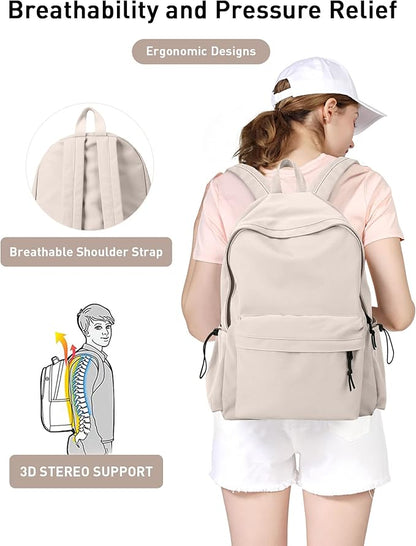 BJLFS White School Backpack for Girls Women, Waterproof High School Book Bag - Image 4