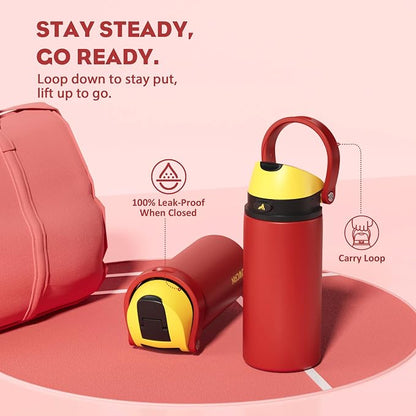 POWCAN 18 oz Travel Water Bottle: 2-in-1 Push-Button Spout & Quick-Flip Straw - Image 4
