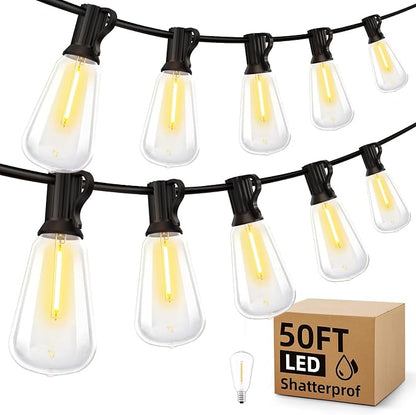 MGVIH Outdoor String Led Patio Lights - 50Ft 15M Outside Waterproof Light ST38 by MGVIH