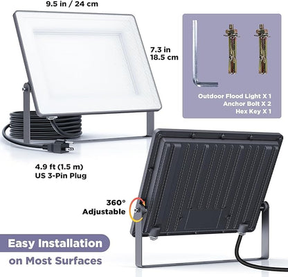 100W 12000LM Flood Lights Outdoor, Bright LED Work Light - Image 3