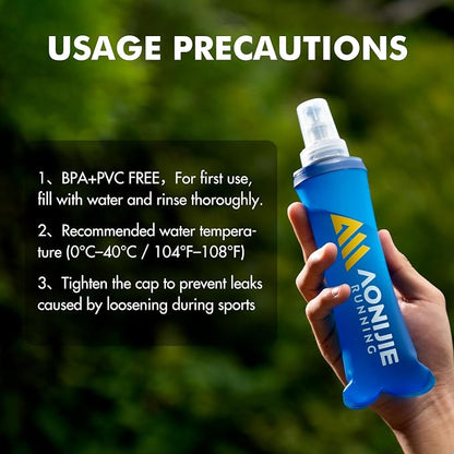 AONIJIE Running Water Bottle 2PCS 250ml/8.5oz Soft Flask TPU Collapsible Water - Image 7