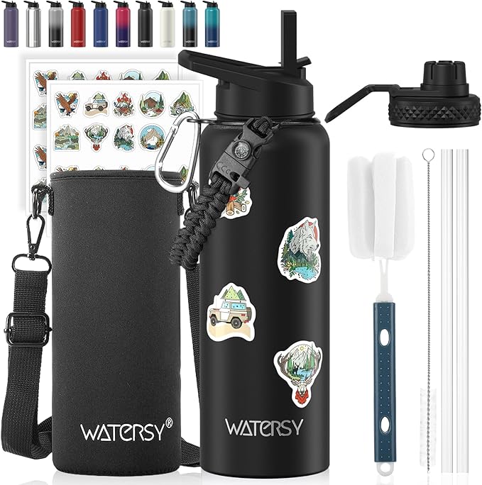 40oz Insulated Water Bottle, BPA Free&Leak Proof, Stainless Steel Water Flask by Watersy