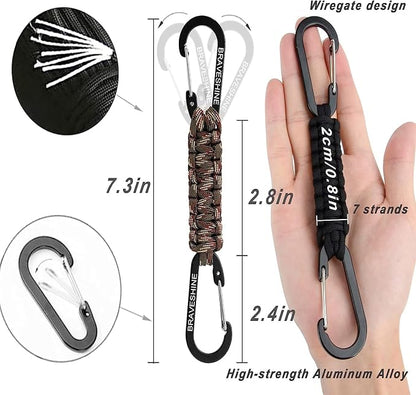 BRAVESHINE Paracord Keychain Carabiner Clip, D Ring Lanyard Hanger Stroller Hook - Image 5