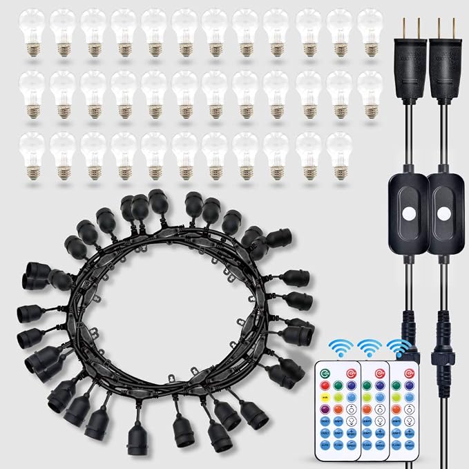 96FT Solar Outdoor String Lights, 30 Shatterproof Edison Bulbs, Dimmable Color - Image 7