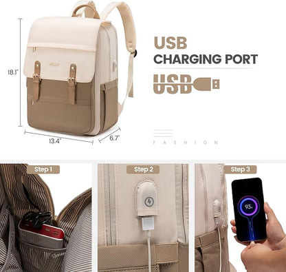 LOVEVOOK Laptop Backpack Purse for Women Fashion Vintage Computer Backpack 17 - Image 5