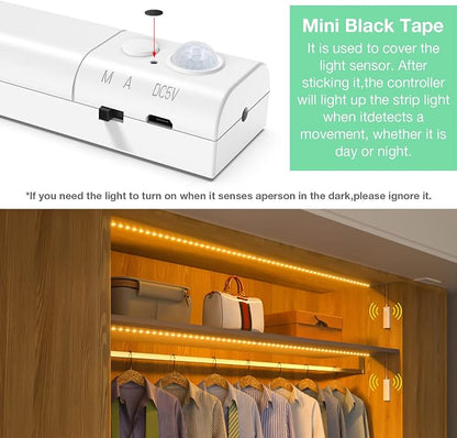 WOBANE Dual Motion Sensor Under Bed Lights, Rechargeable 16.4ft LED Light Strip - Image 4