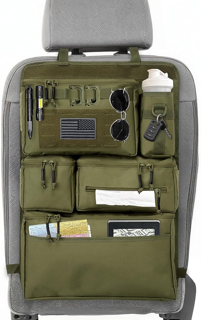 Tactical Seat Back Organizer Heavy Duty MOLLE Panel Organizer by Vanlutone
