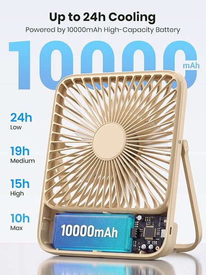 Warmco 10000mAh Portable Travel Fan 7-inch, Max 24H Runtime, Ultra-thin Quiet - Image 2