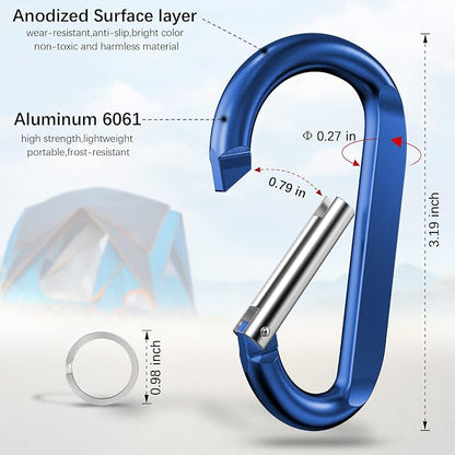 sprookber 3" Carabiner Clip Keychain, D Ring Caribeaner Clip, Key Clip - Image 2