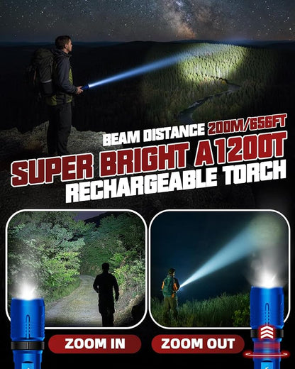 Victoper Red Rechargeabe Flashlight 2 Pack, High Lumens 5 Modes LED Bright - Image 3
