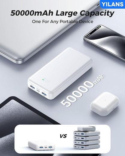 Portable Charger, 50000mAh Power Bank Built-in Cable, 22.5W PD USB C In & Out - Image 5