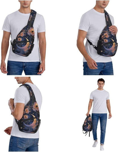 FyLybois Moon Sling Bag for Women Lightweight Crossbody Backpack Casual Daypack - Image 7