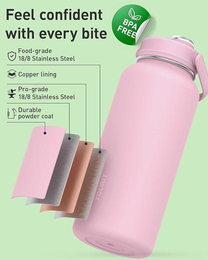 TOURIT 40 oz Insulated Water Bottle, Stainless Steel Sports Water Bottles - Image 4