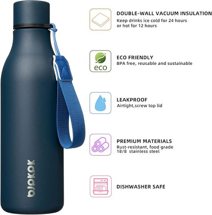 BJPKPK Insulated Water Bottles, 18 oz Stainless Steel Metal Water Bottle - Image 2
