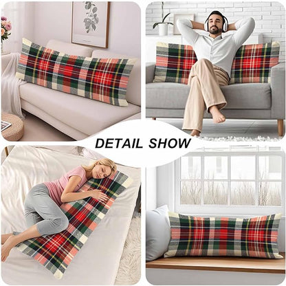 Plaid Decorative Body Pillowcase 20"X54", Scottish Tartan Buffalo Plaid Outdoor - Image 5