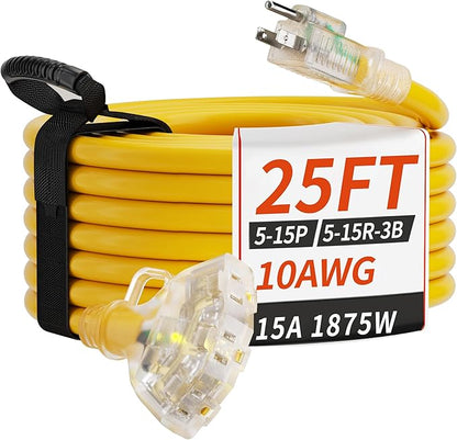 PlugSaf 25 FT 10 Gauge Outdoor Extension Cord by PlugSaf