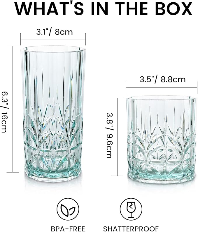 BELLAFORTE Shatterproof Tritan Plastic Drinking Glasses. 13oz & 18oz Water - Image 9