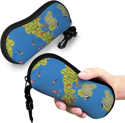 YANGqing United Kingdom Map Print Light Soft Shell Glasses Case Portable & - Image 7