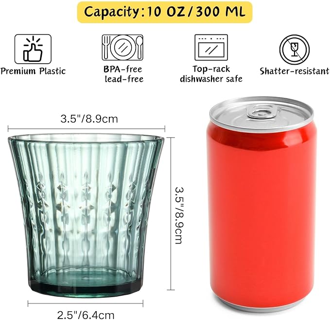 AVLA 12 Pack Plastic Water Tumblers, 10 OZ Unbreakable Acrylic Drinking Glasses - Image 2
