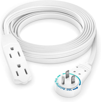 Maximm Cable 12 Ft 360° Rotating Flat Plug Extension Cord, 16/3 AWG Multi 3 by MaximmCable