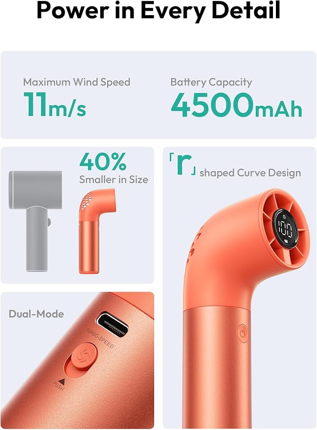 Aecooly Portable Handheld Fan, Powerful Turbo Mini Fan, 19000 RPM High Speed - Image 6