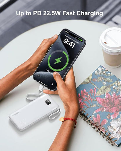 Portable Charger Built-in Cables and AC Wall Plug, 10000mAh 22.5W PD Fast - Image 3