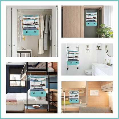 Surblue Hanging Closet Storage Bag Collapsible 3-Shelf Washable Oxford Fabric - Image 7