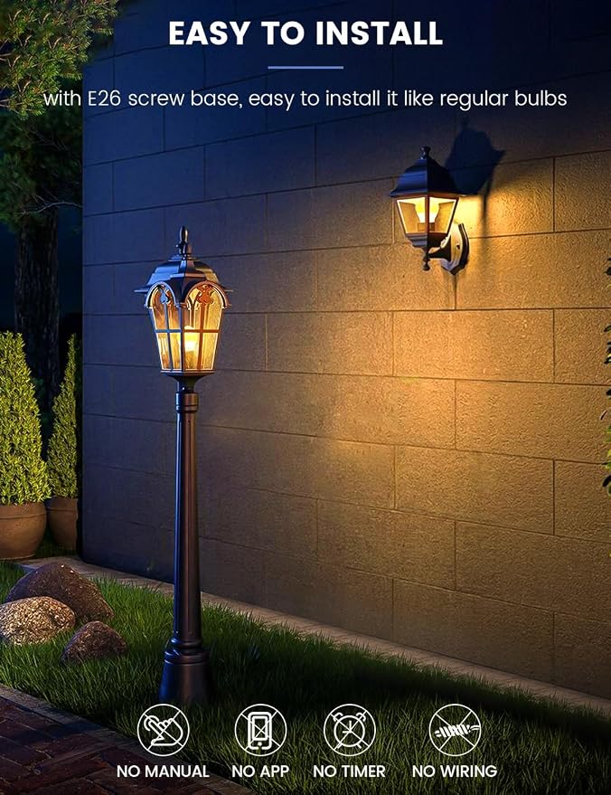 MikeWin Dusk to Dawn Light Bulbs Outdoor, 3000K Warm White, 12W Auto ON/Off - Image 4