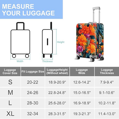 ANNA QUEEN Boho Floral Luggage Cover, Spring Orange Flower Pattern Suitcase - Image 7