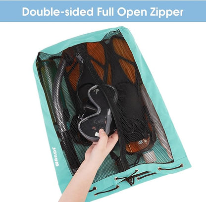 WANDF Swim Bag Mesh Drawstring Backpack Beach Backpack - Image 2