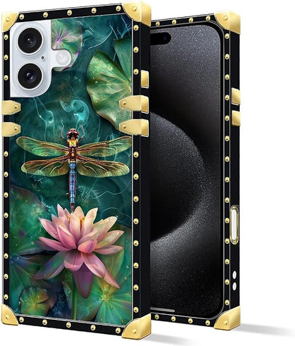 Compatible with iPhone 16 Case, Colourful Dragonfly Pink Lily Pads Luxury - Image 2
