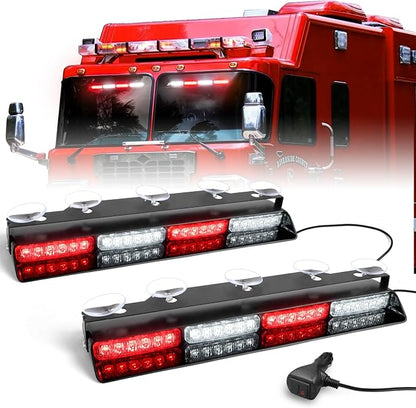 HLauto 6Z4J Emergency Dash Strobe Lights: 2x16.8 inch Red White Safety Lights by HLauto
