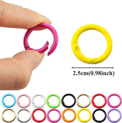 Carabiner Clip 48Pcs White Metal Key Ring Clip Circle Keychain Rings Bulk - Image 7