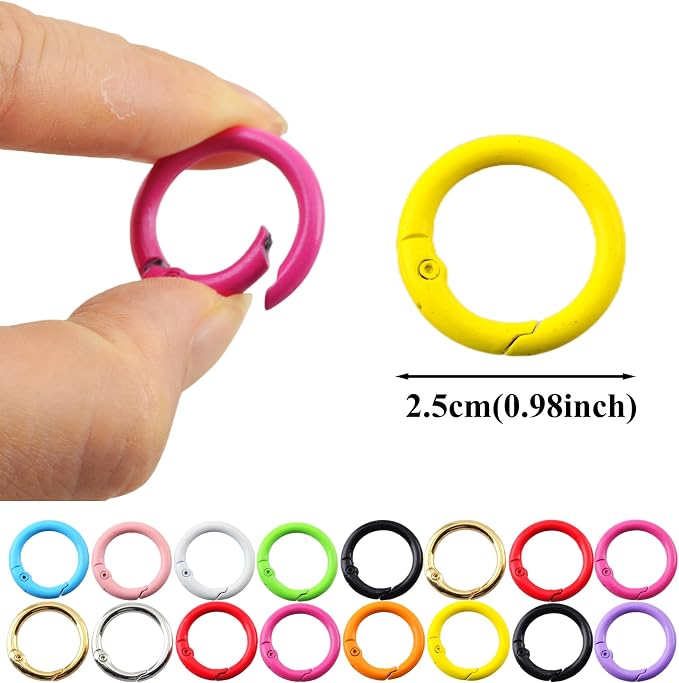 Carabiner Clip 48Pcs Rose Metal Key Ring Clip Circle Keychain Rings Bulk Spring - Image 7