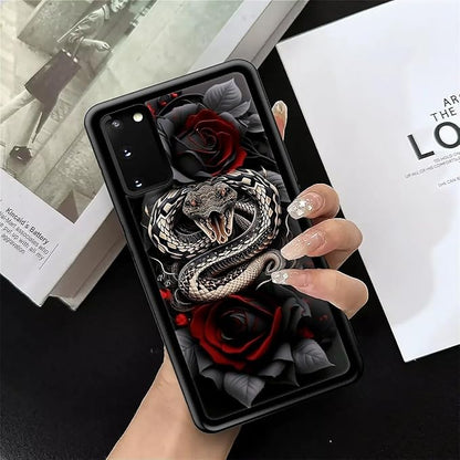 for Samsung Galaxy S20 Case, Entwined Rose Snake Pattern Graphic Design Girl - Image 7