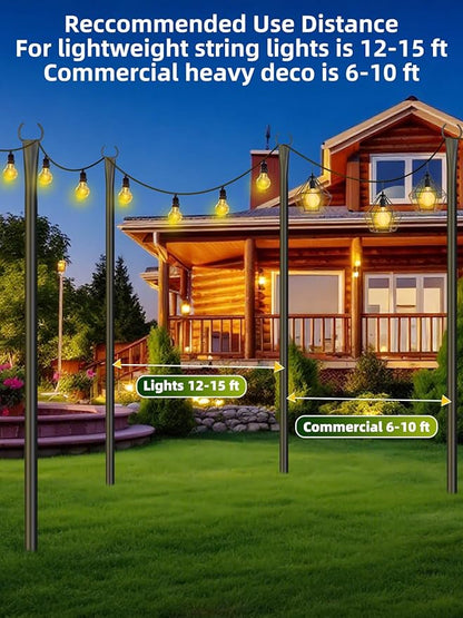 String Light Poles for Outside 4 Pack, 10ft Metal Outdoor String Light Poles - Image 5