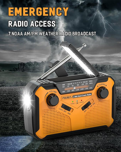 PRUNUS J-369 11100mWh Emergency Weather Radio, AA Batteries/Hand - Image 4