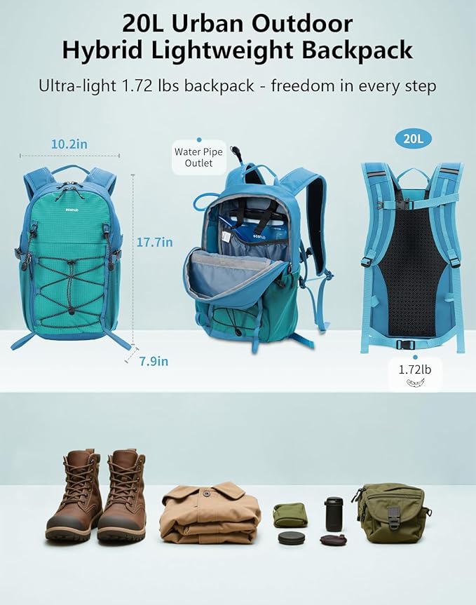 ECOHUB Small Hiking Backpack for Men Women, 20L Lightweight Travel Backpacks - Image 2