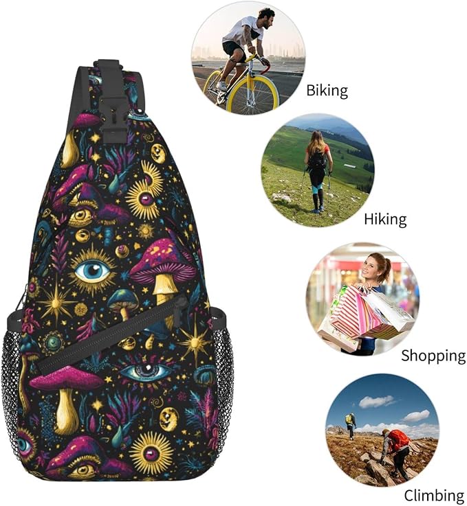 Psychadelic Trippy Art Sling Bag Crossbody Travel Hiking Chest Backpack - Image 6