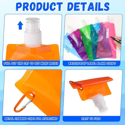 Teenyyou 24 Pack Collapsible Water Bottles Bulk 16oz Foldable Water Bottles - Image 3