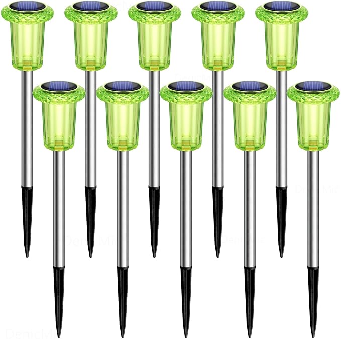 DenicMic Solar Lights Outdoor 10 Pack Waterproof Green LED Stainless Steel - Image 7