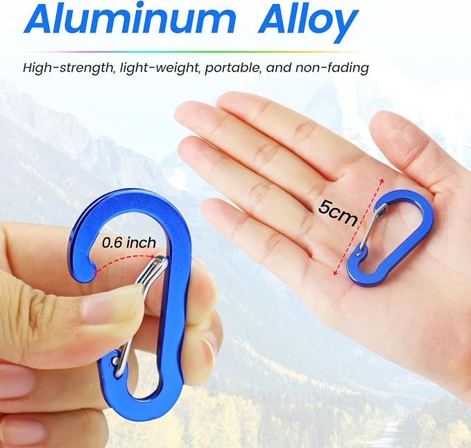 Mini Carabiner Clip Aluminum Lightweight D-Shape Spring - Image 4