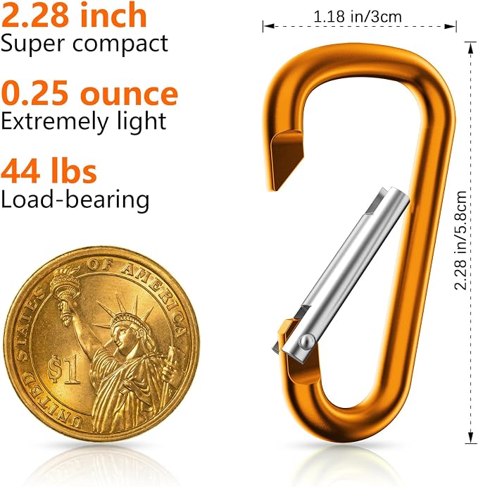 sprookber 2.28" Small Carabiner Clip Keychain, D Ring Caribeaner Clip, Key Clip - Image 2