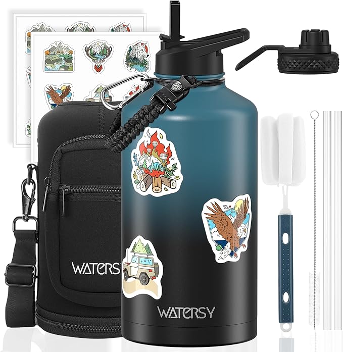 87oz Insulated Water Bottle, BPA Free&Leak Proof, 1.5 Gallon Stainless Steel by Watersy