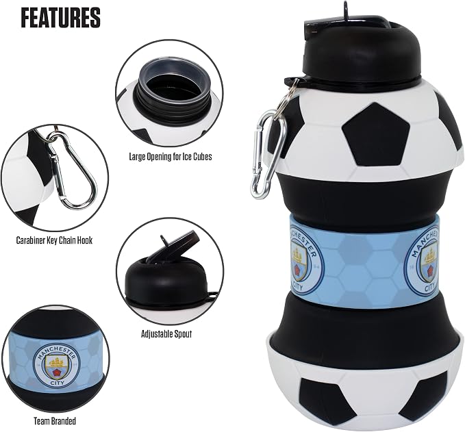 Maccabi ART Manchester City Clip-On Collapsible 1 Liter, 34 oz. size BPA-Free - Image 3