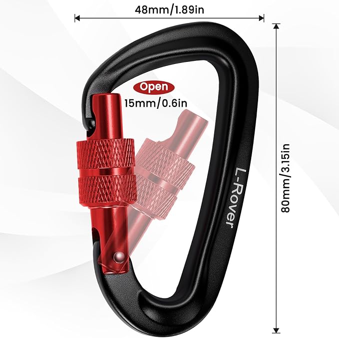 3 Heavy Duty Carabiner Clips 12kN-Lightweight Locking Carabiners - Image 3