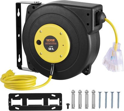 VEVOR Retractable Extension Cord Reel, 50 FT, Heavy Duty 14AWG/3C SJTOW - Image 9